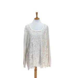 Lane Bryant Crochet Lace Sweater Size 22/24 (3X) Boho Cottagecore Minimalist